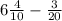 6 \frac{4}{10} - \frac{3}{20}