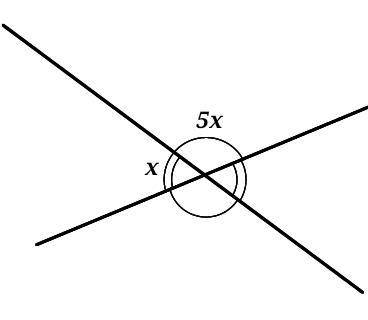 Один з кутів які утворюються при перетині двох прямих у 5 разів більший за других знайдіть ці кути