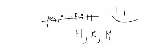 Начертить координатный луч с единичнвм отрезком 1 см. отметь на нём тоски с координатами k(9),m(11),