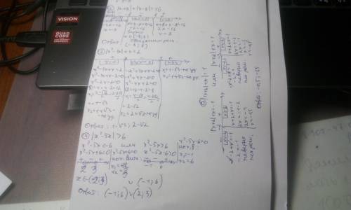 Нужно решение. ответы есть. 1) |x+8|+|x-8|=16 2) |x^2-3x|+x=2 3) ||x+2|+x|=1 4) |x^2-5x|> 6