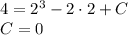 4=2^3-2\cdot2+C\\ C=0