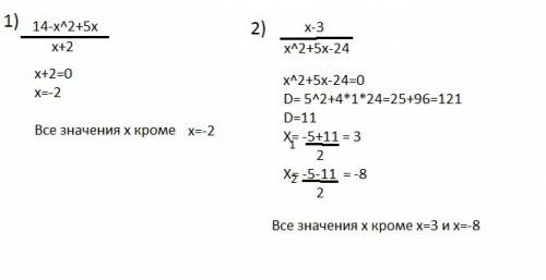 При каких значение х имеет смысл выражение: а) корень 14-x^2+5x дробная черта x+2 б) корень х-3 дроб