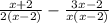 \frac{ x+2}{2(x-2)} - \frac{3x-2}{x(x-2)}