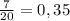 \frac{7}{20} =0,35