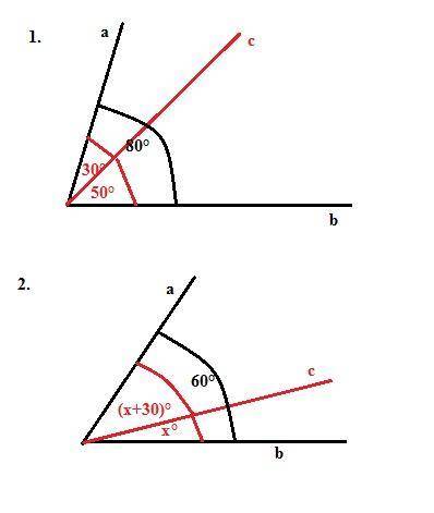1. может ли луч с проходить между сторонами угла (ab) если 1) угол(ас)= 30 градусов,угол (аb)= 80 гр