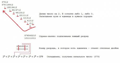 Решить числа по информатике 379 , 847 , 149 , 544 . нужно перевести их в двоичную систему кодировани