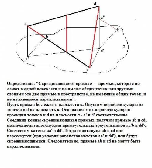 Являются ли прямые ab и cd параллельными,если ad и bc - скрещивающиеся прямые?