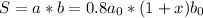 S=a*b=0.8a_0*(1+x)b_0