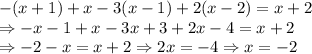 -(x+1)+x-3(x-1)+2(x-2)=x+2 \\\Rightarrow -x-1+x-3x+3+2x-4=x+2\\\Rightarrow&#10;-2-x=x+2 \Rightarrow 2x=-4 \Rightarrow x=-2