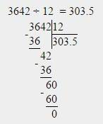 Три тысячи шисот сорок два ÷на двенадцать в столбик