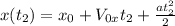 x(t_2) = x_0+V_{0x}t_2+ \frac{at_2^2}{2}