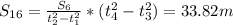 S_{16}=\frac{S_6}{t_2^2-t_1^2}*(t_4^2-t_3^2)=33.82m