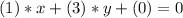 (1)*x+(3)*y+(0)=0