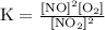 \mathrm{K = \frac{[NO]^{2}[O_{2}]}{[NO_{2}]^{2}}}