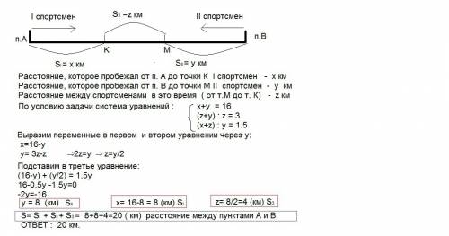 Из пункта а в в и из в в а выбежали одновременно два спортсмена.когда первоначальное расстояние межд