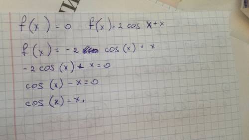 Решить уравнение f(x)=0 f(x)=2cos x+x