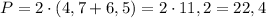 P=2\cdot(4,7+6,5)=2\cdot 11,2=22,4