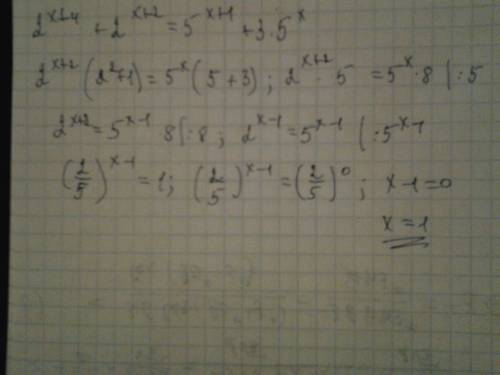 Снеравенством! 2^x+4+2^x+2=5^x+1+3*5^x