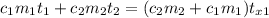 c_1m_1t_1+c_2m_2t_2=(c_2m_2+c_1m_1)t_{x1}