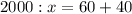 2000:x=60+40