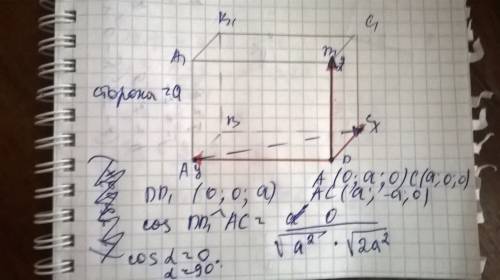Вкубе abcda1b1c1d1 найти угол между прямыми dd1 и ac каково их взаимное расположение? подробное реше