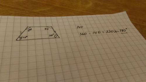 Найдите углы равнобокой трапеции , если один из её углов равен 70 градусов
