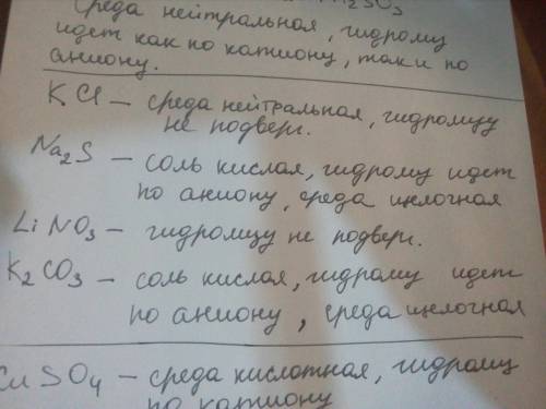 1) определить, к какому типу солей (по отношению их к гидролизу) относятся следующие соли: хлорид ка