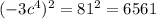 (-3c^{4})^{2}=81^2=6561