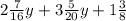 2\frac{7}{16}y+3\frac{5}{20}y+1\frac{3}{8}