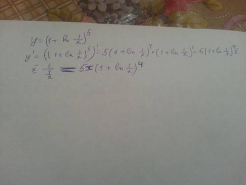Определите производные функций y=(1+ln1/x) в степени5