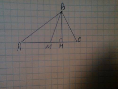 Втреугольнике abc bm-медиана и bh-высота известно,что ac=19 и bc=bm. найдите ah