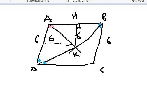 Биссектрисы углов а и в параллелограма abcd пересекаются в точке к. найдите площадь параллелограма,