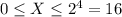 0 \leq X \leq 2^4=16