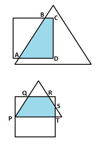 Построй квадрат и треугольник,чтобы их общей частью был: 1)четырёхугольник; 2)пятиугольник