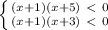 \left \{ (x+1)(x+5)\ \textless \ 0 \atop&#10;(x+1)(x+3)\ \textless \ 0} \right.