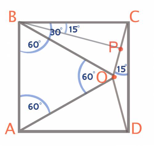 Точка o принадлежит внутренней области квадрата abcd докажите что если m(углаocd)=m(угла odc )= 15 г
