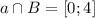 a\cap B = [0;4]