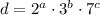 d=2^a\cdot3^b\cdot7^c