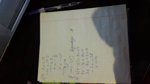 1. який із наведених проміжків є розв'язком нерівності 7– 2х ≤ 14? а) (– ∞; –3,5]; б) (– ∞; 9]; в) [