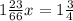 1 \frac{23}{66} x=1 \frac{3}{4}