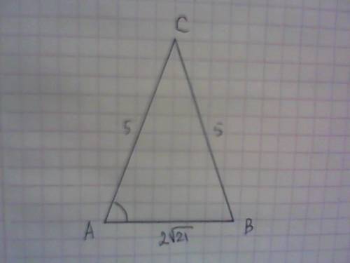 Втреугольнике abc стороны ac и bc равн 5, ab=2 корень из 21. найдите sin a