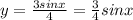 y=\frac{3sinx}{4}=\frac{3}{4}sin x