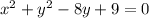 x^2+y^2-8y+9=0