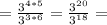 =\frac{3^{4*5}}{3^{3*6}}=\frac{3^{20}}{3^{18}}=