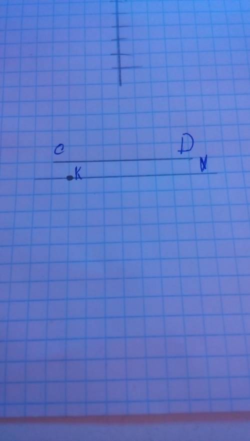 Постройте прямую cd и точку k не лежащую на этой прямой с треугольника и линейки начартите прямую kn