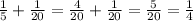 \frac{1}{5} + \frac{1}{20} = \frac{4}{20} + \frac{1}{20} = \frac{5}{20} = \frac{1}{4}