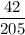 \displaystyle \frac{42}{205}