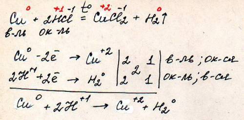Hcl+cu=cl2+h2решите быстрее окисл вост