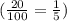 (\frac{20}{100}=\frac{1}{5})