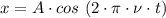 x=A\cdot cos \ (2\cdot \pi \cdot \nu\cdot t)